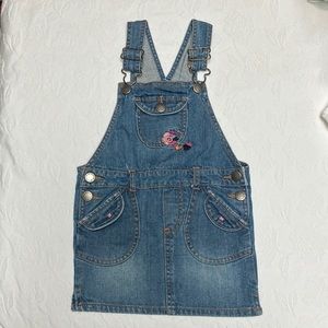 Oshkosh Denim Overalls Skirt Dress Vintage Retro Embroidered Flower